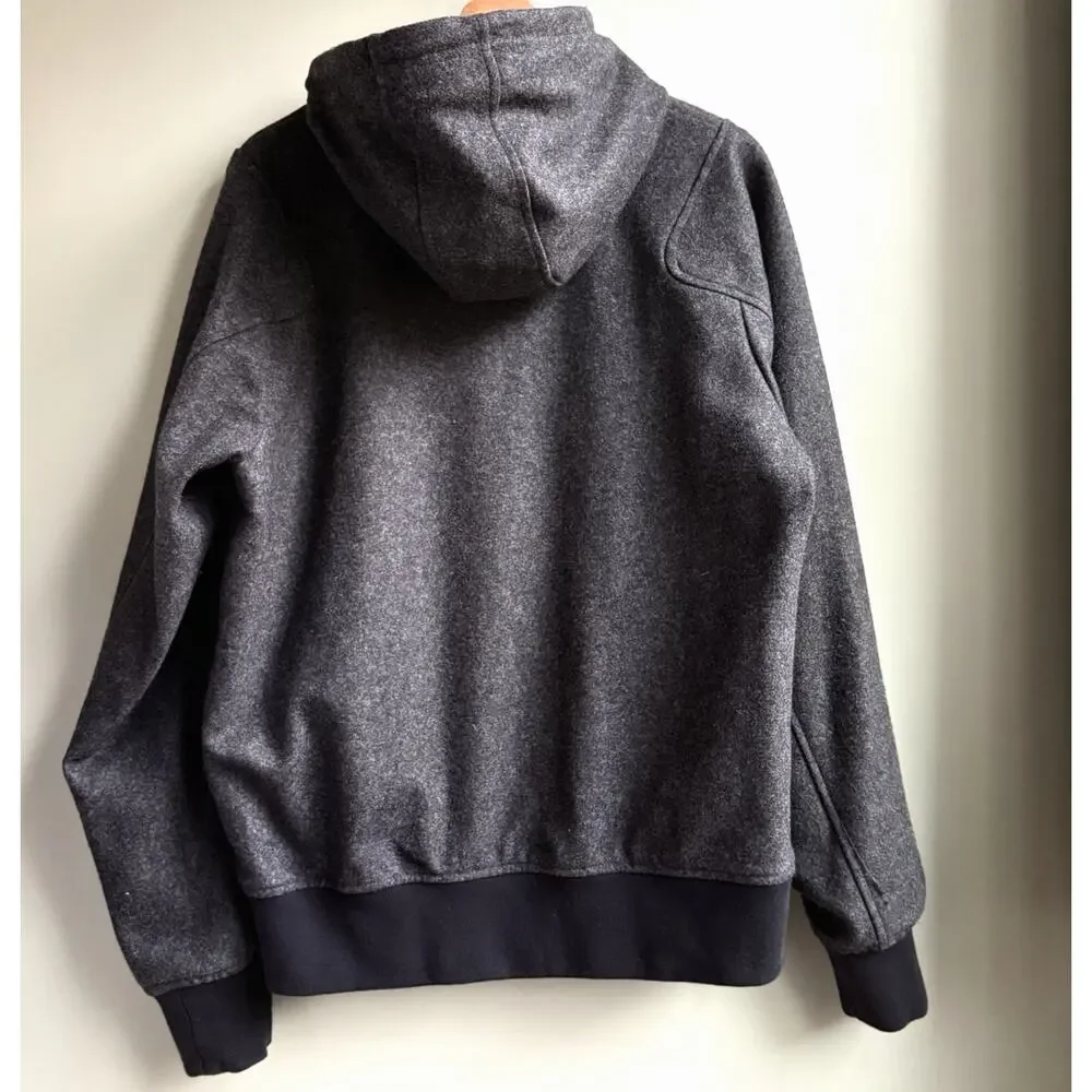 Nike Jordan Jumpman Wool‎ Blend Hooded Varsity Jacket Bomber Snap Black Gray M